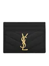 Saint Laurent Cassandre Matelassé Card Case In Grain De Poudre Leather In Black