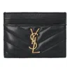 Saint Laurent Cassandre Matelassé Card Case In Lambskin Black In Black