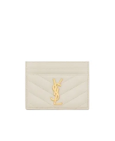 Saint Laurent Cassandre Matelassé Card Case In Pink