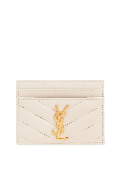 Saint Laurent Cassandre Matelassé Card Case In White