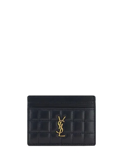 Saint Laurent Cassandre Matelassé Card Holder In Black