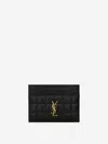 Saint Laurent Logo-plaque Quilted Card Holder In Black