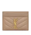 Saint Laurent Cassandre Matelassé Card Holder In Grey