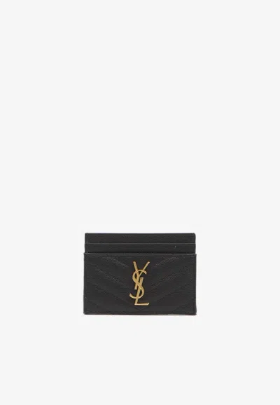 Saint Laurent Cassandre Matelassé Cardholder In Black