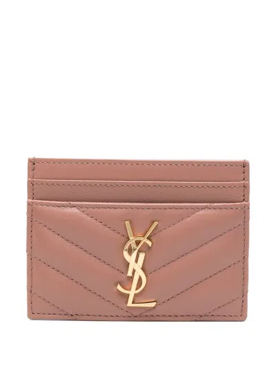 Saint Laurent Women Cassandre Cardholder In Pink