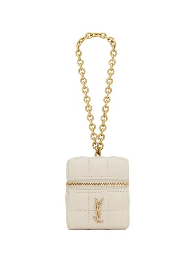 Saint Laurent Cassandre Matelassé Carré Mini Cube In Blanc Vintage