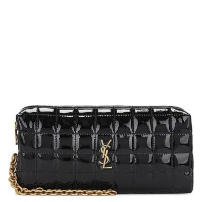 Saint Laurent Cassandre Matelasse Carre Pouch In Black