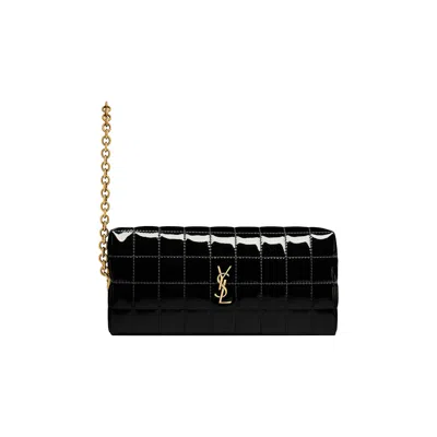 Pre-owned Saint Laurent Cassandre Matelassé Carré Pouch On Chain 'noir' | Black | Women's Size Onesize