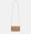 Saint Laurent Cassandre Matelassé Envelope Leather Wallet On Chain In Brown