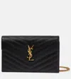 Saint Laurent Cassandre Leather Wallet On Chain In Black