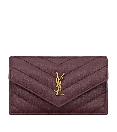 Saint Laurent Cassandre Matelassé Envelope Wallet In Burgundy