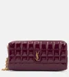 Saint Laurent Cassandre Matelassé Faux Leather Pouch In Burgundy