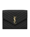 Saint Laurent Cassandre Matelassé Flap Pouch In Lambskin In Black