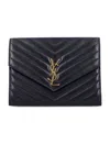 Saint Laurent Cassandre Matelassé Flap Pouch In Quilted Lambskin In Black