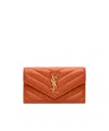 Saint Laurent Cassandre Matelassé Fragments Lambskin Card Holder With Flap In Orange