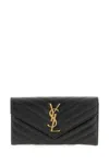 Saint Laurent Cassandre Matelassé Large Flap Wallet In Grain De Poudre Leather Accessories In Black