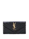 Saint Laurent Chevron Pattern Monogram Large Wallet In Black