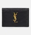 Saint Laurent Cassandre Matelassé Leather Card Case In Nero/nero