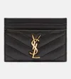 Saint Laurent Cassandre Matelassé Leather Card Holder In Black