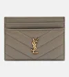 Saint Laurent Cassandre Matelassé Leather Card Holder In Green