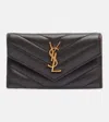 Saint Laurent Cassandre Matelassé Leather Card Holder In Gray