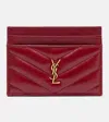Saint Laurent Cassandre Matelassé Leather Card Holder In Red