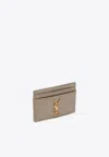 Saint Laurent Cassandre Matelassé Leather Cardholder In Beige