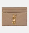 Saint Laurent Cassandre Matelassé Leather Cardholder In Beige