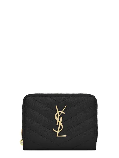 Saint Laurent "cassandre Matelassé" Leather Wallet In Black