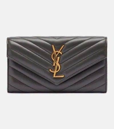 Saint Laurent Cassandre Matelassé Leather Wallet In Black