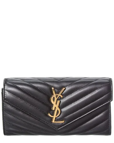 Saint Laurent Cassandre Matelasse Leather Wallet In Black