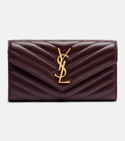 Saint Laurent Cassandre Matelassé Leather Wallet In Burgundy