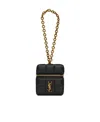 Saint Laurent Cassandre Matelassé Carré Mini Cube On Chain In Lambskin In Black