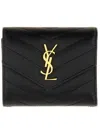 Saint Laurent Grain De Poudre Leather Wallet In Black
