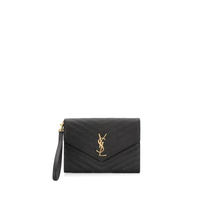 Saint Laurent Cassandre Matelassé Pouch In Black