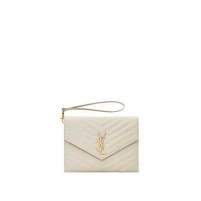 Saint Laurent Cassandre Matelassé Pouch In White