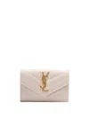 Saint Laurent `cassandre Matelassé` Small `envelope` Wallet In Beige
