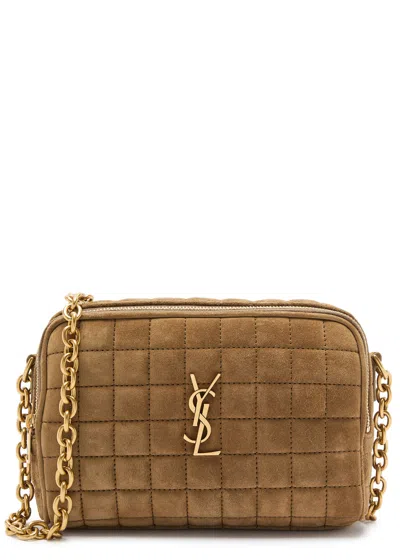 Saint Laurent Cassandre Matelassé Suede Cross-body Bag In Brown