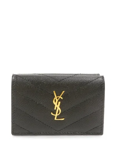 Pre-owned Saint Laurent Cassandre Matelasse Wallet In Black