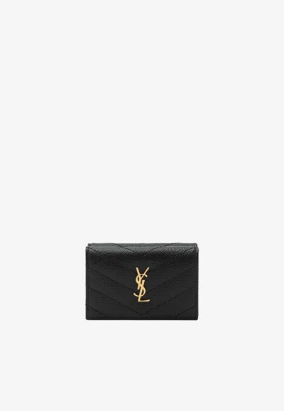 Saint Laurent Cassandre Matelassé Wallet In Black