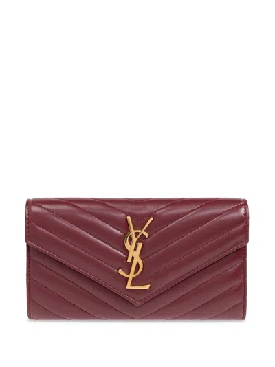 Saint Laurent Cassandre Matelassé Wallet In Red