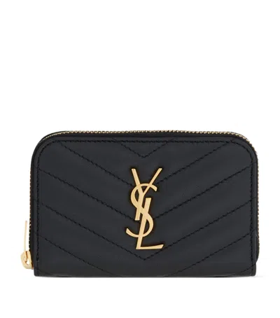 Saint Laurent Cassandre Matelassé Zip-around Wallet In Black