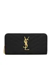 Saint Laurent Quilted Zip-around Wallet In Black