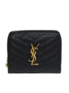 Saint Laurent Cassandre Matelassu00c9 Compact Zip Around Wallet In Grain De Poudre Leather