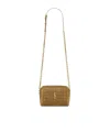 Saint Laurent Cassandre Matelassé Carré Mini Camera Bag In Suede In Brown