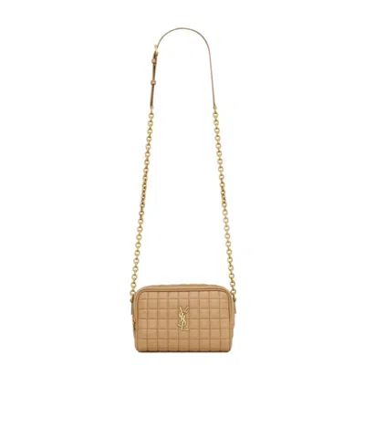 Saint Laurent Cassandre Cross Body Bag In Nude