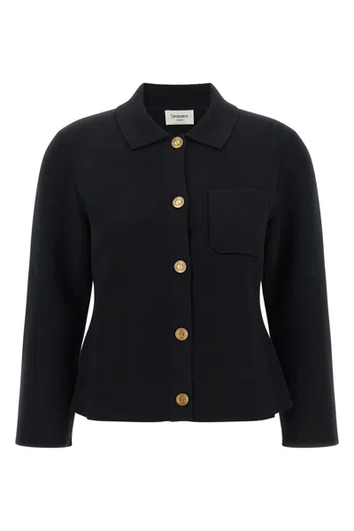 Saint Laurent 'cassandre' Medallion Cardigan In Black