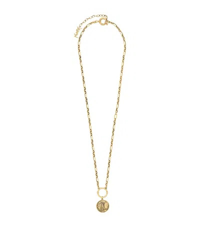 Saint Laurent Cassandre Medallion Necklace In Yellow