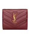 Saint Laurent Cassandre Metalassé Foldable Wallet In Red