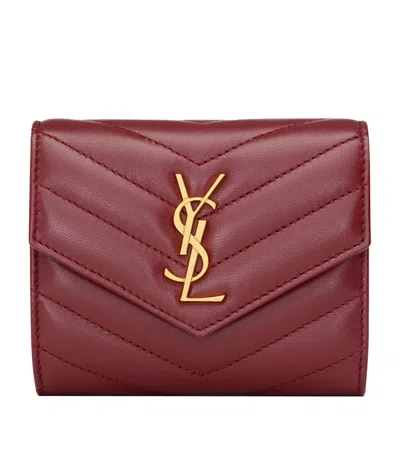 Saint Laurent Cassandre Metalassé Foldable Wallet In Red